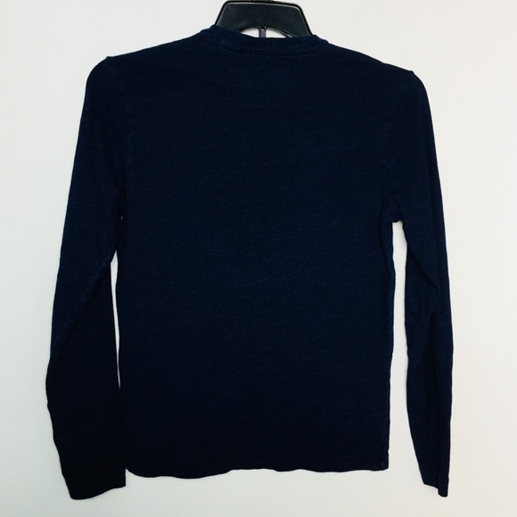 Women’s Guess XS 0 - 2 V-Neck Long Sleeve Shirt Top Navy Chest Pockets - Picture 3 of 6